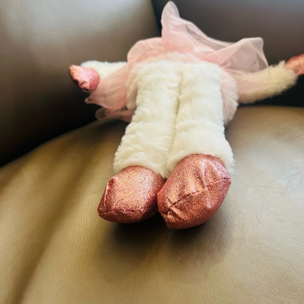 Dan Dee White Cat Ballerina Bear Pink Tutu Plush Stuffed Animal Sparkle